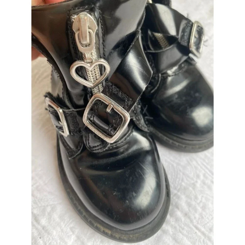 Carter's Little Girls Black Combat High Top Zipper Heart Boots Toddler -Size 7M